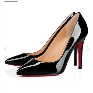 CHRISTIAN LOUBOUTIN BLACK PATENT PIGALLE HEELS 35